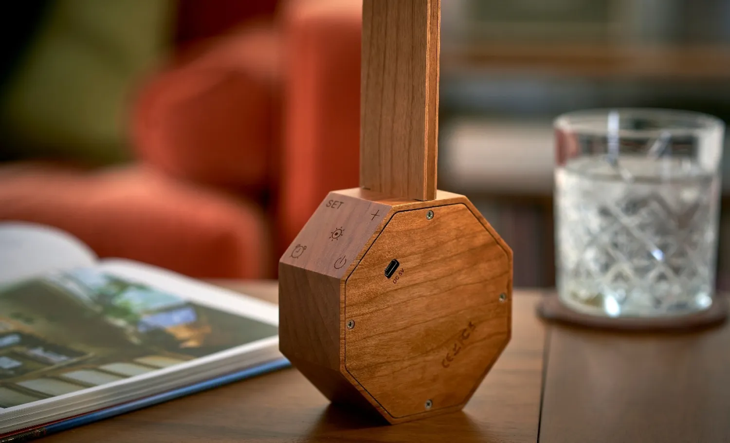 - Octagon One Plus Portable Alarm Clock Desk Light Cherry^Gingko