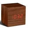 - Wooden Cube Click Clock Walnut / RED LED^Gingko