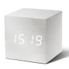 - Wooden Cube Click Clock White / White LED^Gingko Sale