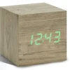 - Wooden Cube Click Clock Ash / Green LED^Gingko Best