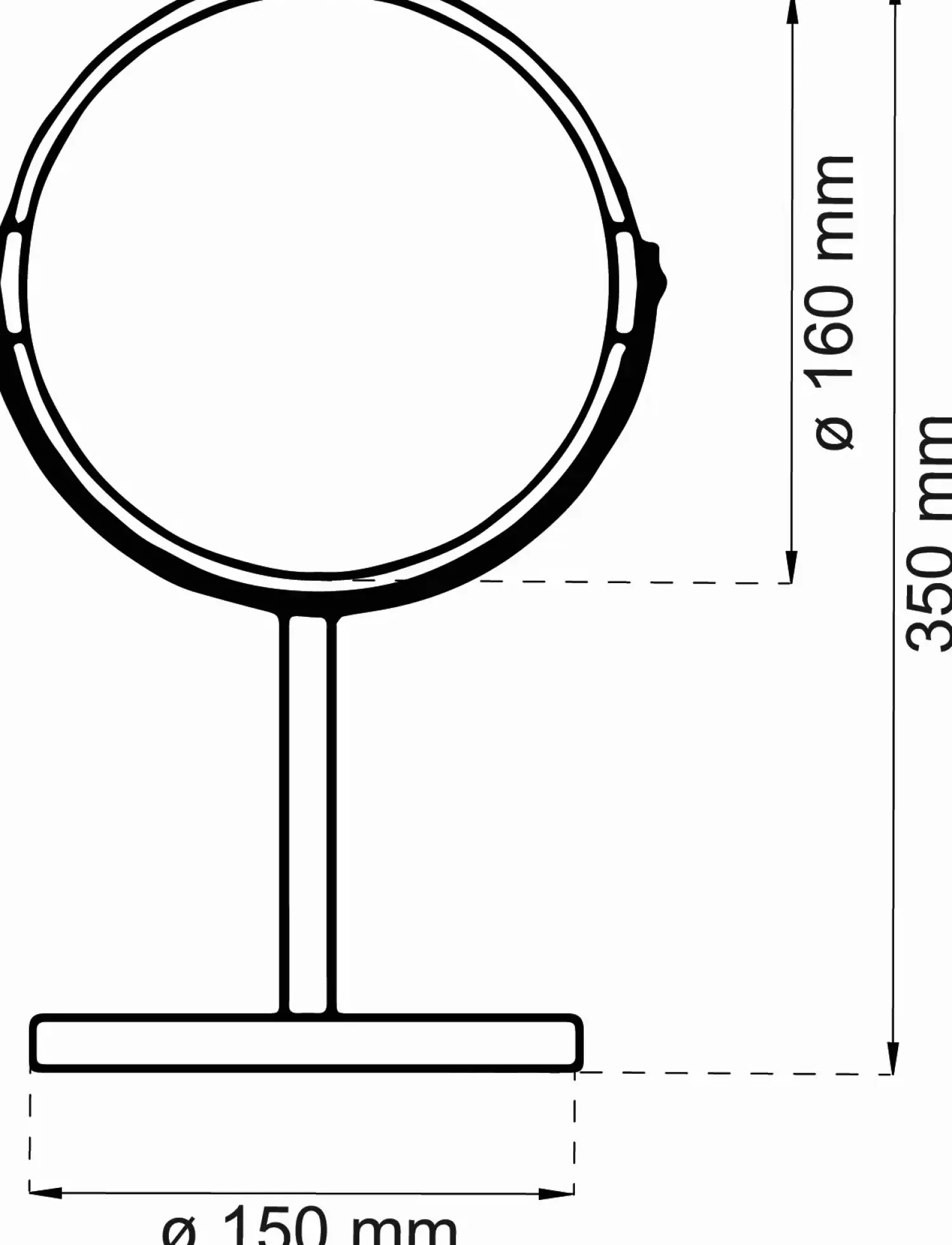 - Bordspejl - Coral - Sort - H: 35 x Ø: 16 cm^Habo New