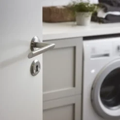 - Dørgreb inkl. nøgleskilt - Boston - Børstet rustfrit stål^Habo New