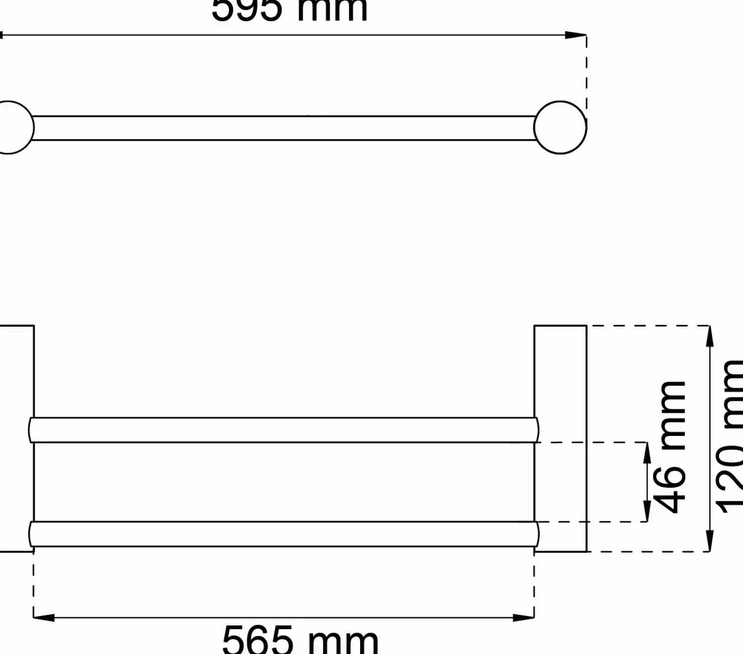 - Håndklædestang dobbelt 1368 - Sort - B: 59,5 cm^Habo Best