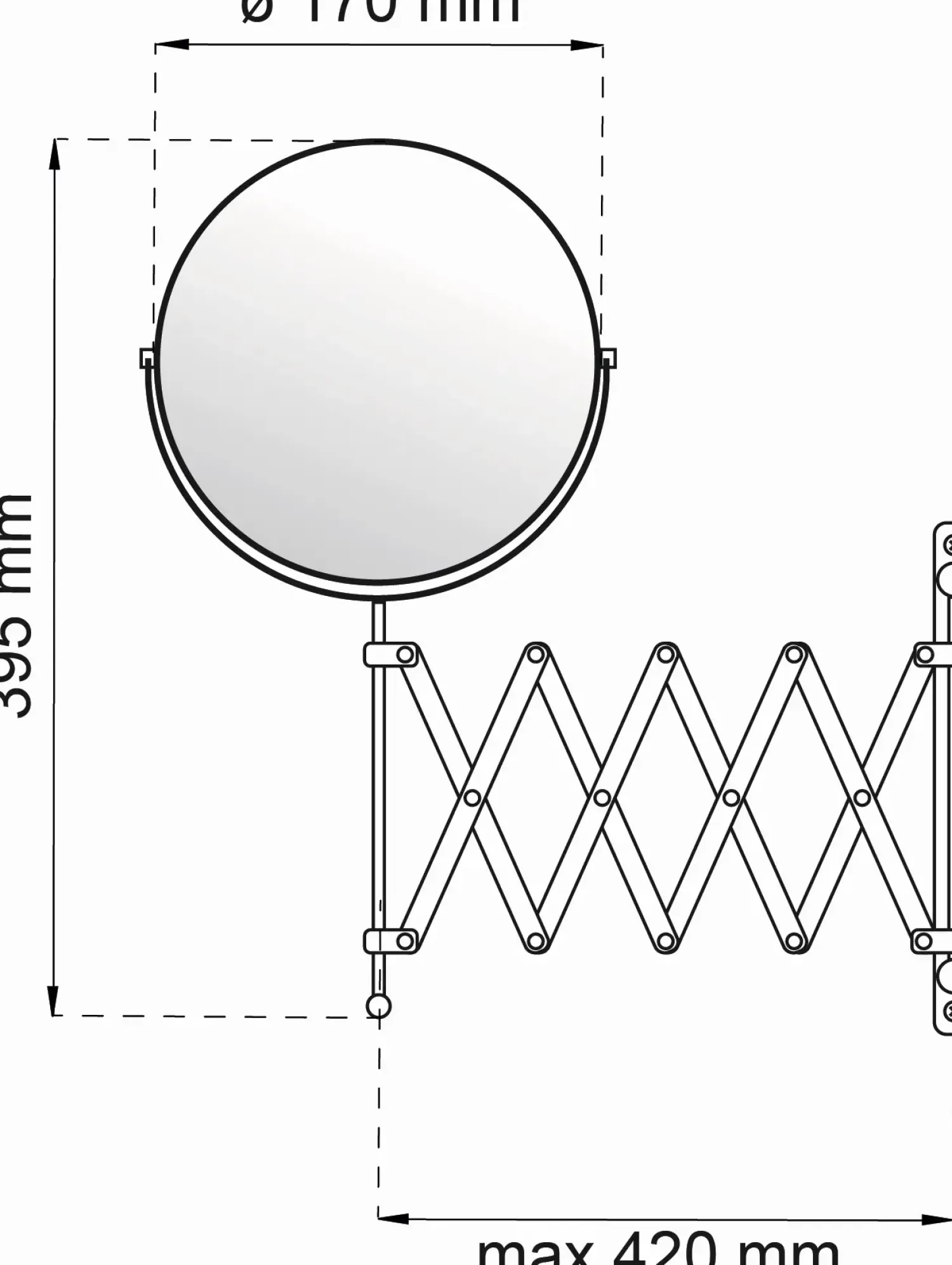 - Nakkespejl - Expander - H: 39,5 x D: 42 x Ø 17 cm^Habo Best