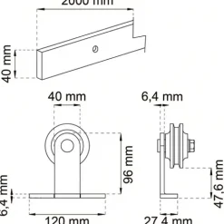 - Skydedørsbeslag til topmontering - Sort^Habo New