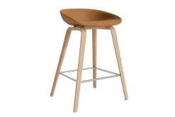 - AAS 33 - Barstol - Læder i cognac, Sense - ben i eg vandbaseret lak, lav model*Hay Clearance