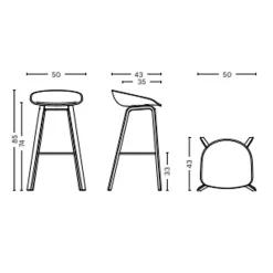 - AAS 32 Barstol - Sort sæde og sorte ben - Sort fodrist - Høj model AAS32^Hay Online