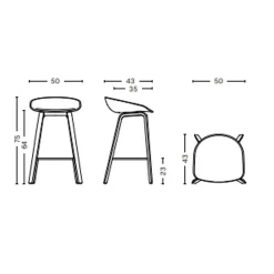 - Barstol - AAS 32 - About A Stool - Khaki 2.0 - Ben: eg/vandbaseret lak - Lav model*Hay Best