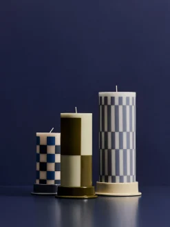 - Bloklys - Column - Large - Light Blue & Dusty blue^Hay