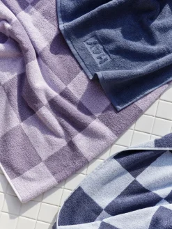 - Check Bath Towel (Organic) - W70 x L136 - Steel Blue - Steel blue - 669^Hay