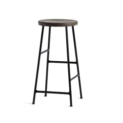 - Cornet Barstol - Solid oak smoked oiled / Steel soft black - Lav - sæde i røget eg og sorte stål ben^Hay New