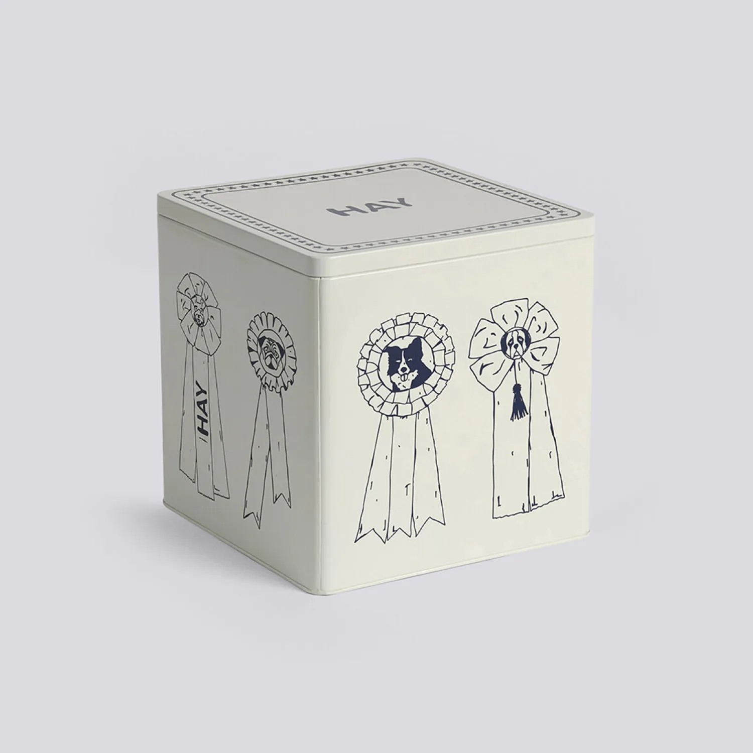 - Dogs Food Storage Tin - Large - Blå/hvid*Hay Best