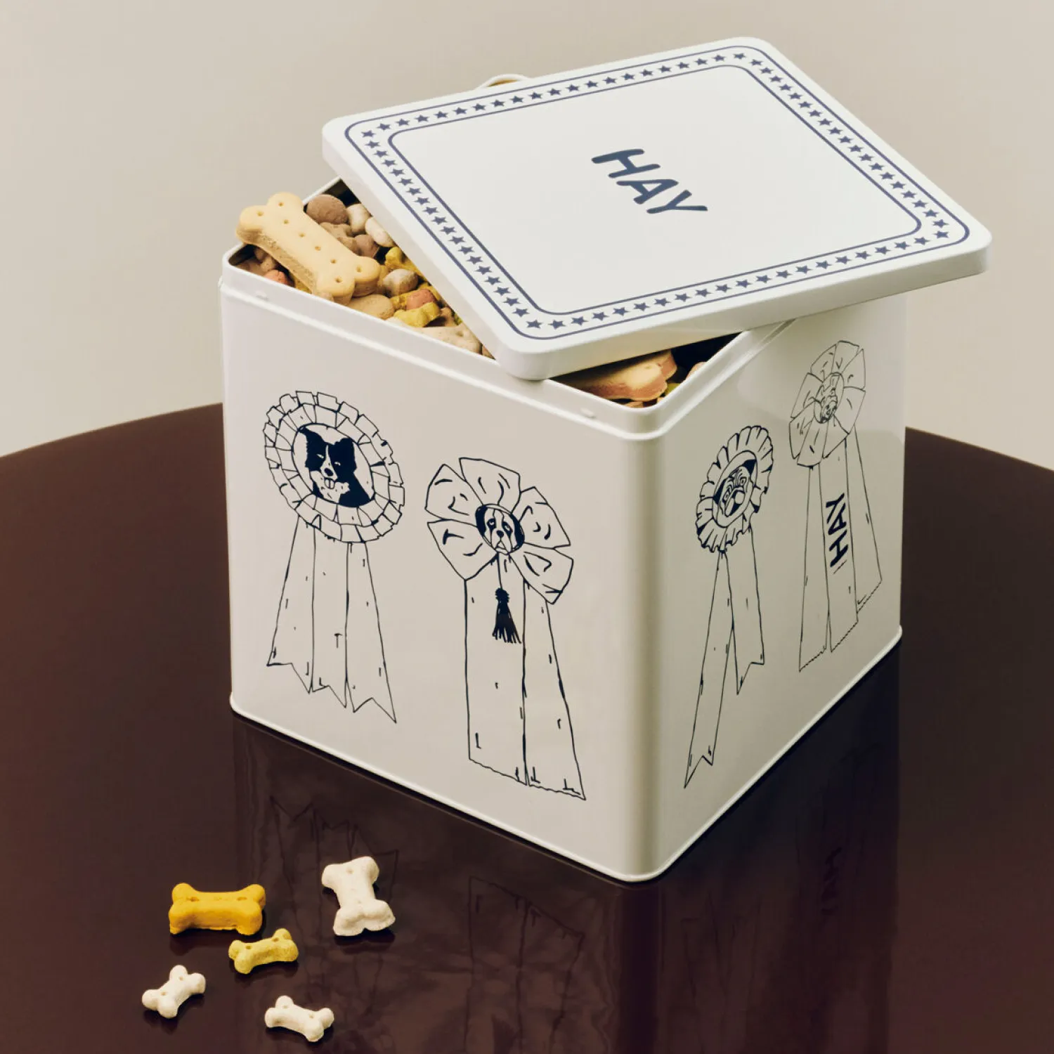 - Dogs Food Storage Tin - Large - Blå/hvid*Hay Best