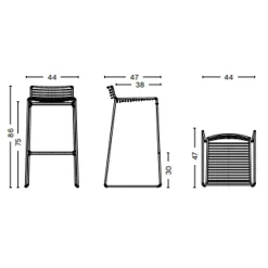 - Hee barstol - Sort - Høj model^Hay