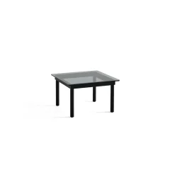 - Kofi Table - 60 x 60 cm - ben i sort lakeret eg og grey tinted /grålig glasplade^Hay