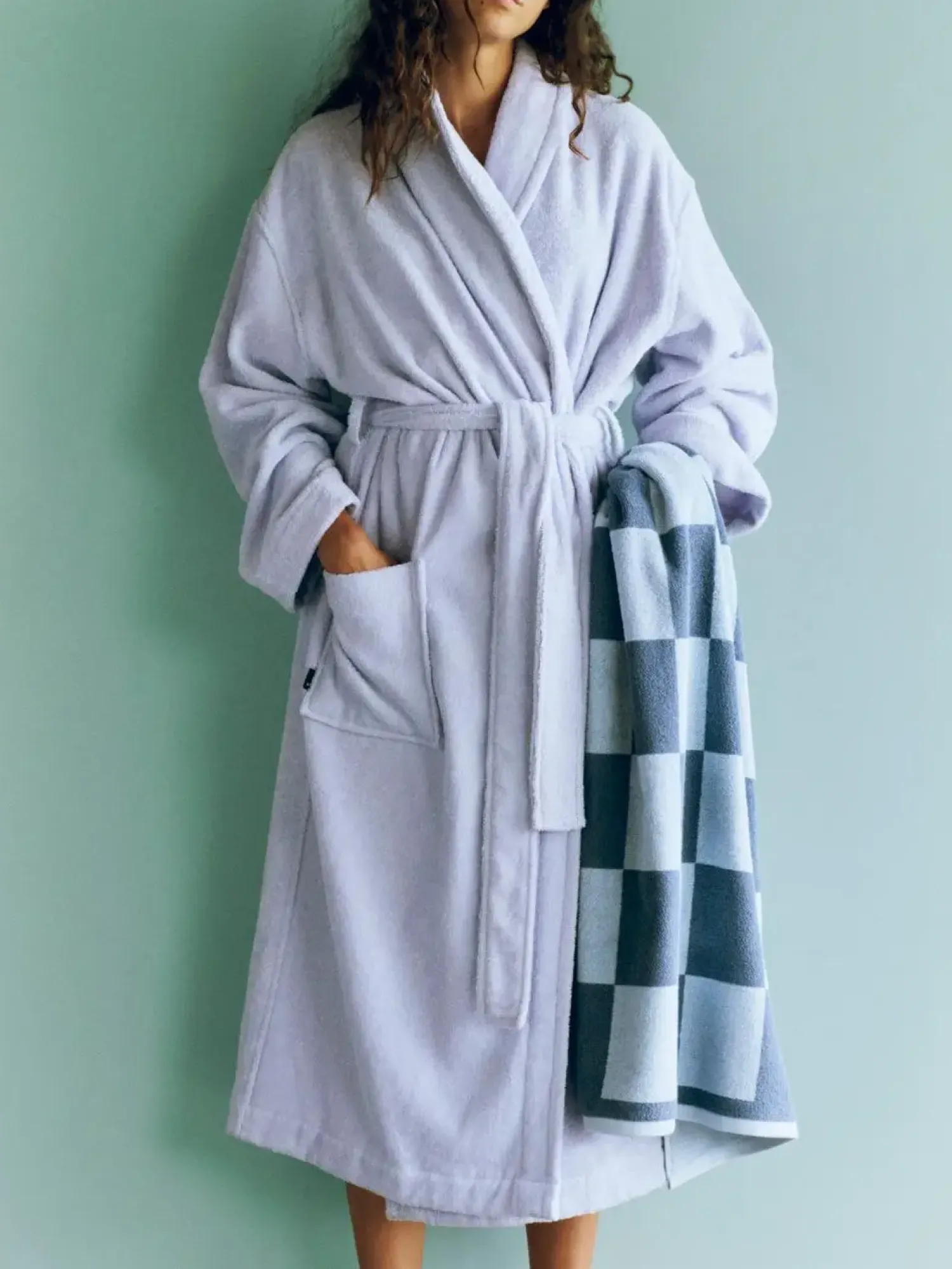 - Mono Bathrobe / badekåbe - M/L - Steel Blue - Steel blue^Hay Clearance