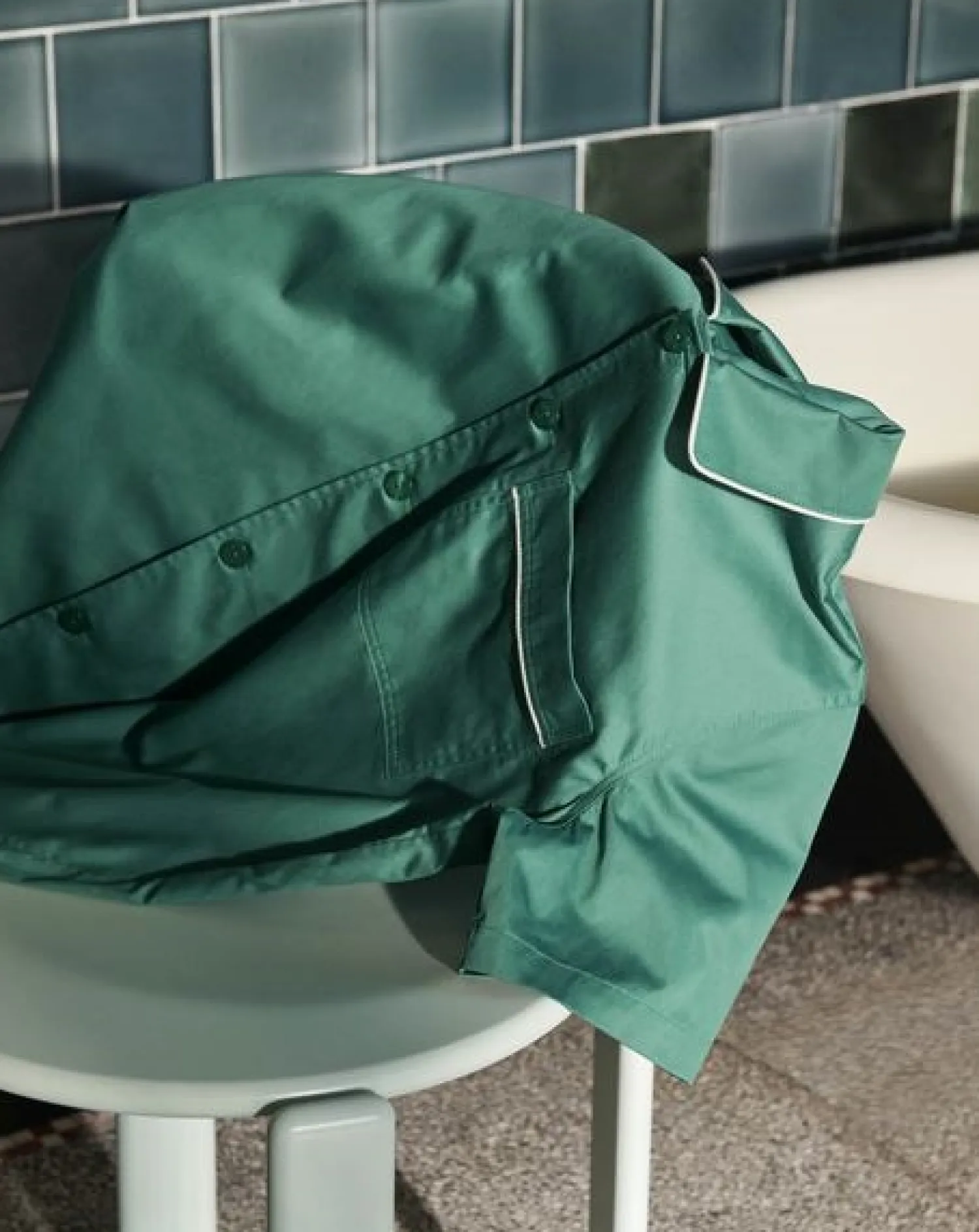 - Outline Pyjama - Kortærmet Shirt - M/L - Emerald Green*Hay Best