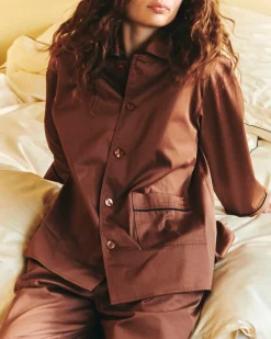 - Outline Pyjama - Langærmet Shirt - XS/S - Milk Chocolate*Hay