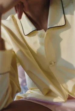 - Outline Pyjama - Langærmet Shirt - S/M - Soft Yellow*Hay Outlet