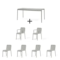 Hay - Palissade sæt - Bord 170 cm + 6 stole - Sky grey - 4 chairs og 2 arm chairs^ Hot