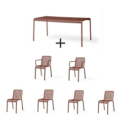 Hay - Palissade sæt - Bord + 6 stole - Iron red - Rød - 4 chairs og 2 arm chairs*