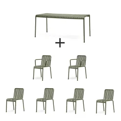 Hay - Palissade sæt - Bord + 6 stole - Oliven - 4 chairs og 2 arm chairs^ Sale