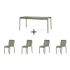 Hay - Palissade sæt - bord + 4 stole - Olive^ Hot
