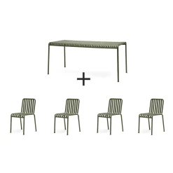 Hay - Palissade sæt - bord + 4 stole - Olive^ Hot