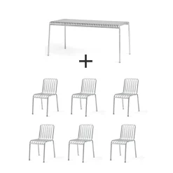 Hay - Palissade sæt - bord + 6 stole - Sky Grey - Grå - 6 Chairs^