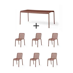 Hay - Palissade sæt - bord + 6 stole - Iron Red - Rød- 6 chairs^ Discount