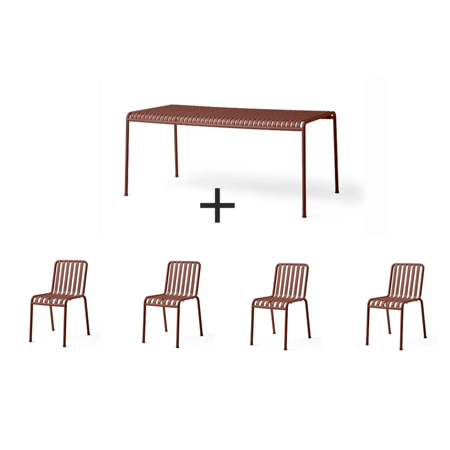 Hay - Palissade sæt - bord + 4 stole - Iron red* Clearance