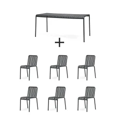 Hay - Palissade sæt - bord + 6 stole - Anthracite - 6 chairs^ New