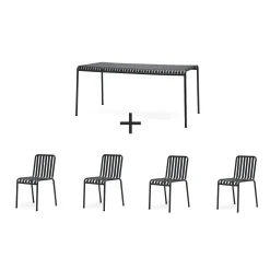 Hay - Palissade sæt - bord + 4 stole / Chairs - Anthracite* New