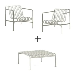 Hay - Palissade sæt - Lounge bord lav + 2 lounge stole lav - Sky grey^ Clearance