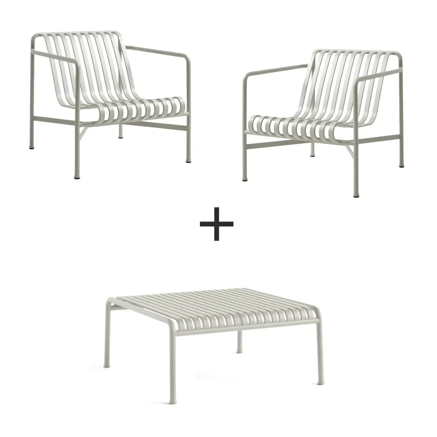 Hay - Palissade sæt - Lounge bord lav + 2 lounge stole lav - Sky grey^ Clearance