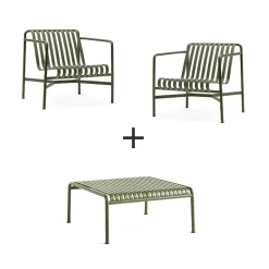 Hay - Palissade sæt - Lounge bord lav + 2 lounge stole lav - Olive^ Hot
