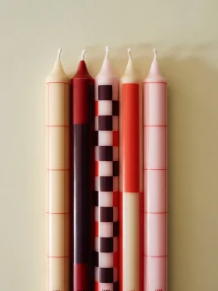 - Pattern Candle - Off-white, green, bordeaux and silver*Hay Online