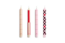 - Pattern Candle - Reds and bordeaux, Set of 4*Hay