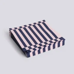- Servietter - Dinner - 20 stk. 40x40 cm - Lys pink/Mørk blå Striber*Hay Online