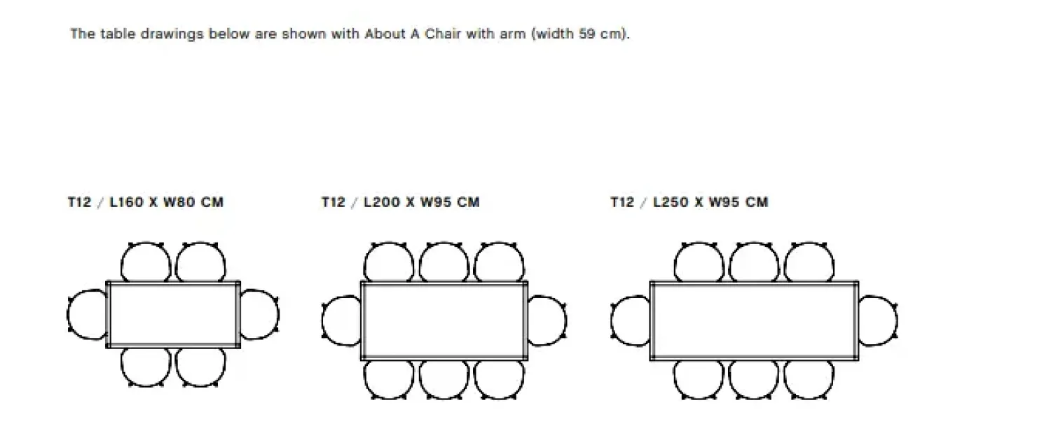 - T12 bord - sort længde 200 cm*Hay