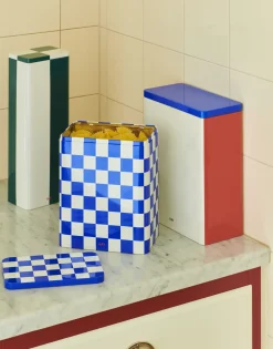 - Tin Container - Large - Blue/Off-White*Hay Sale