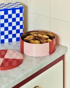 - Tin Container - Round - Red/Soft Pink*Hay Online