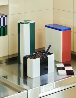 - Tin Container - Slim - Green/Off-White - 29,5 cm*Hay