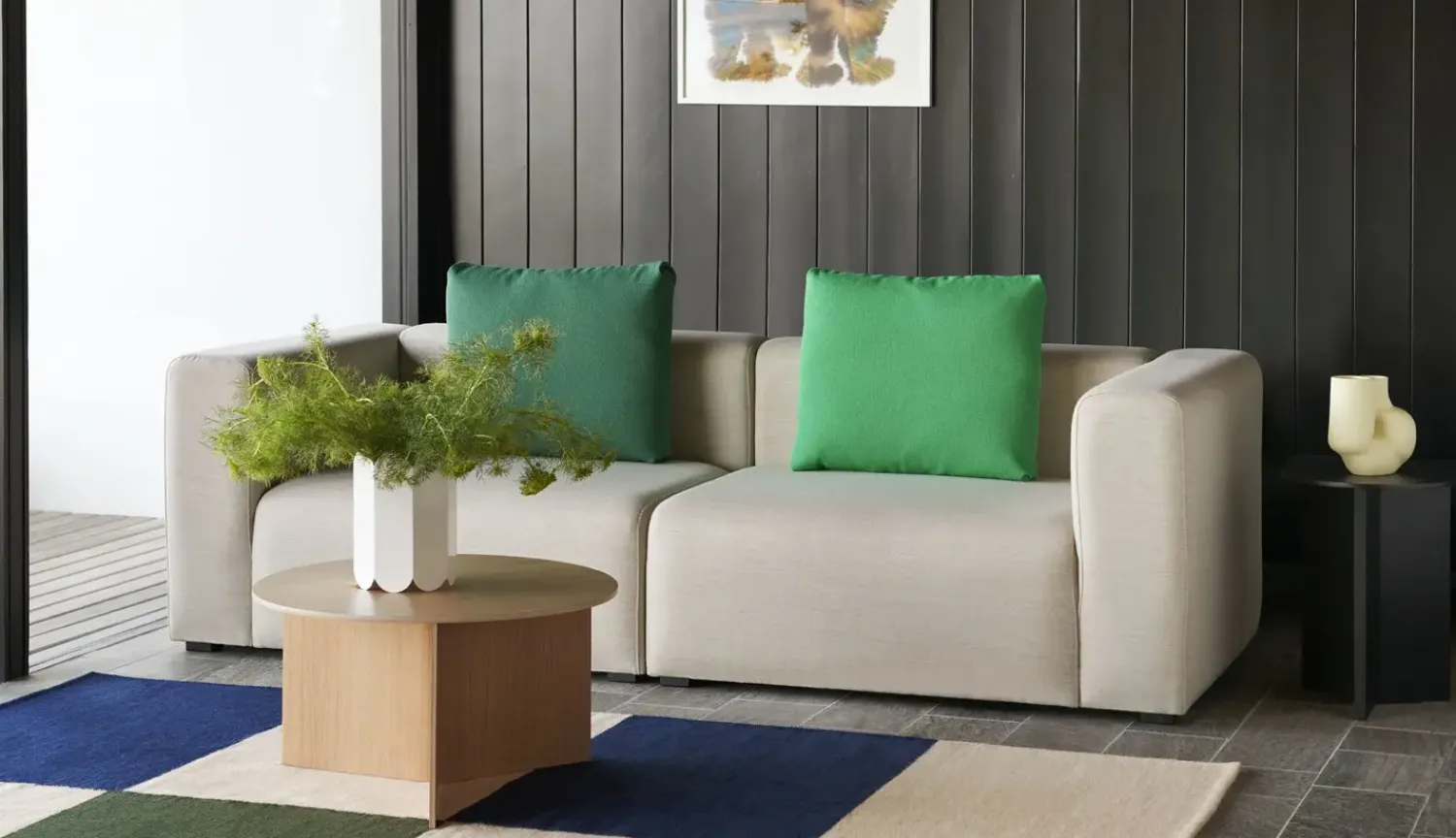 - Tæppe - Ethan cook flat works - peach green check - str. 170 x 240 cm*Hay