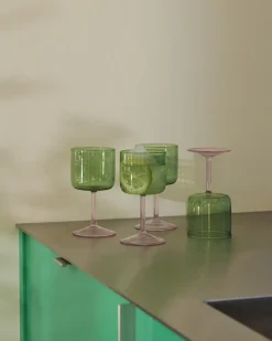 - Vinglas - Tint Wine Glass - Set of 2 / Green and Pink^Hay Outlet
