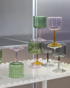 - Vinglas - Tint Wine Glass - Set of 2 / Green and Pink^Hay Outlet