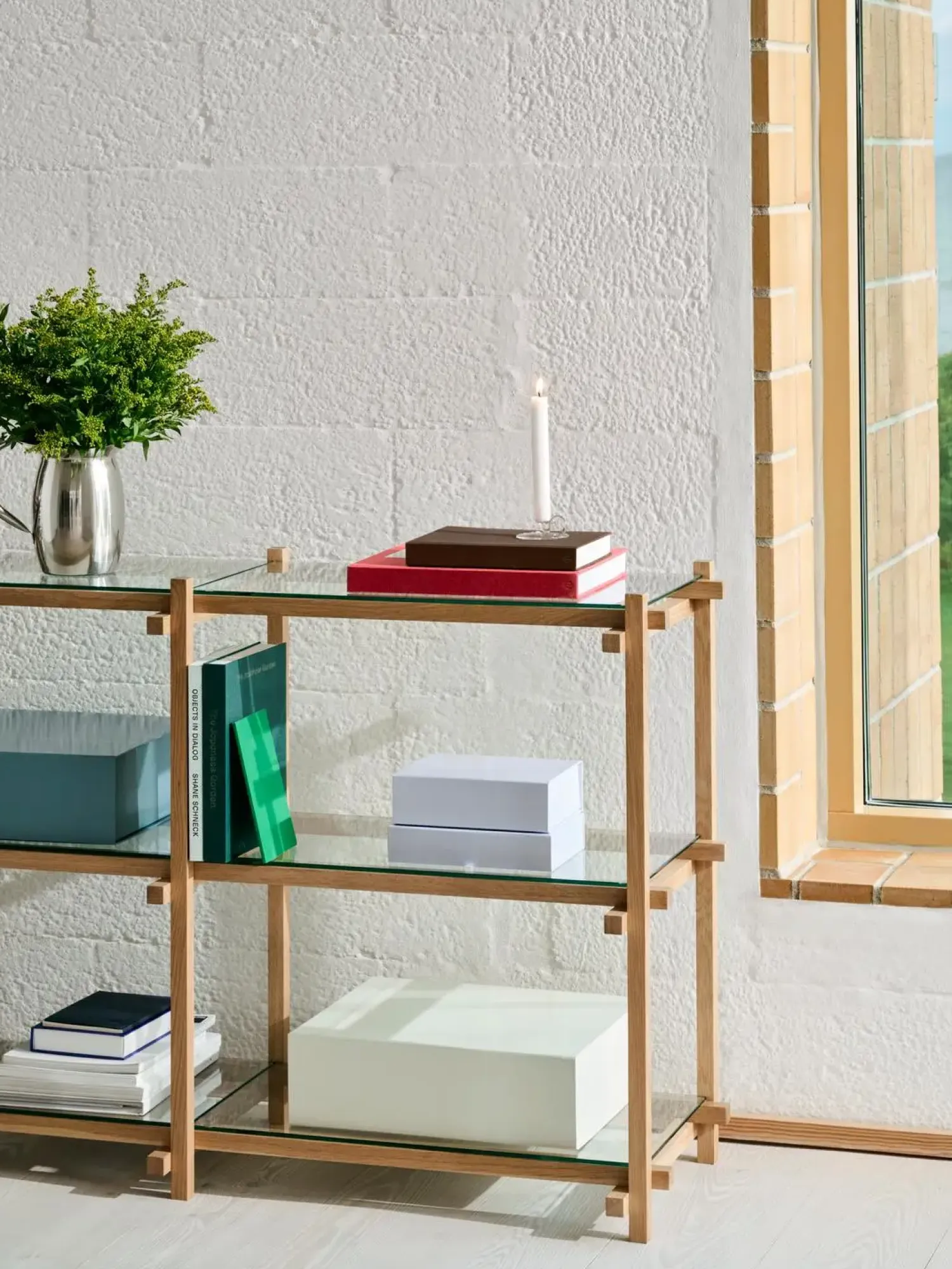 - Woody Shelving 2.0 Column Low - Eg/glas - 3 glashylder^Hay Outlet