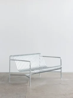 havebænk - Palissade spisebordsbænk - Galvaniseret stål - hot galvanised*Hay