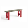 Weekday bænk Duo - 111 cm -Olive Benchtop / Wine Red Frame - Lakeret Fyrretræ*Hay Best