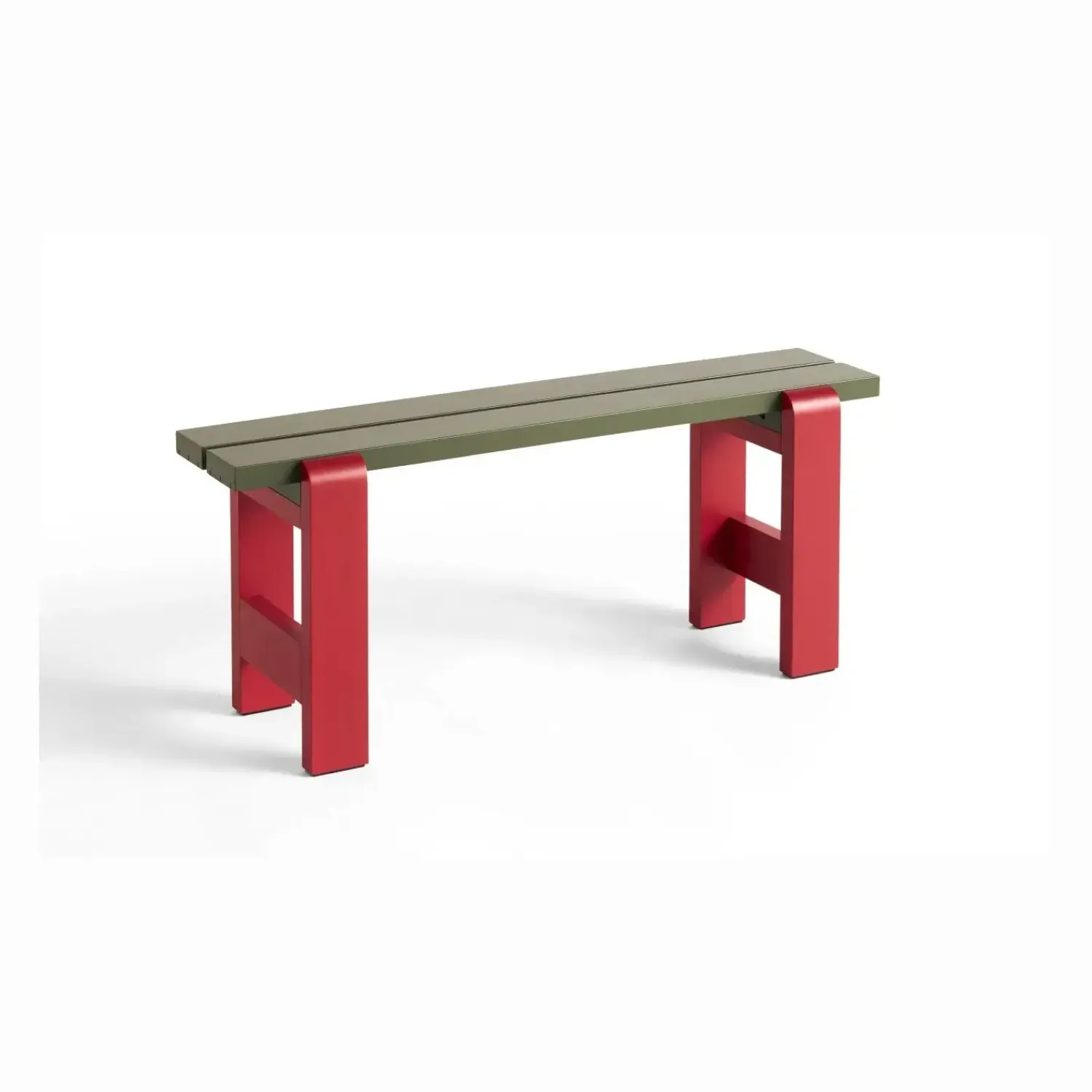 Weekday bænk Duo - 111 cm -Olive Benchtop / Wine Red Frame - Lakeret Fyrretræ*Hay Best